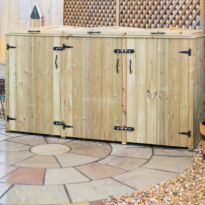 Hayes Wooden Triple Bin Store