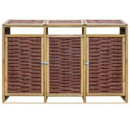 Kamille Wooden and Wicker Triple Bin Store