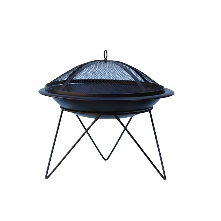 Quasar 51cm H x 51cm W Steel Outdoor Fire Pit with Lid