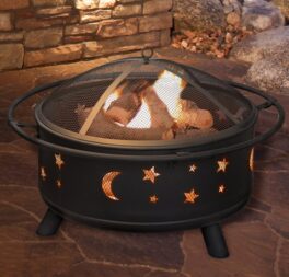 Star and Moon Steel Wood Burning Fire Pit
