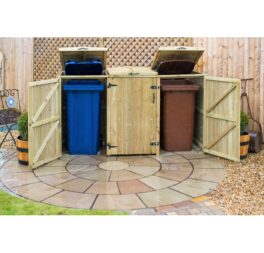 Wooden Triple Bin Store
